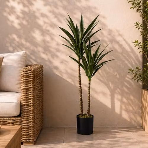 Leaf Design UK Artificial Green Yukka Tropical House Plant, H 120 cm x W 70 cm x D 70 cm – 3