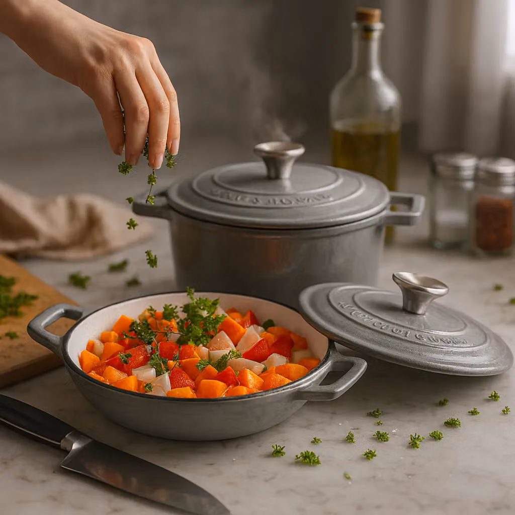 Argon Tableware 2pc Grey Enamel Cast Iron Casserole Dish Set with Self-Basting Lids, 2.3 l and 4.68 l – 2