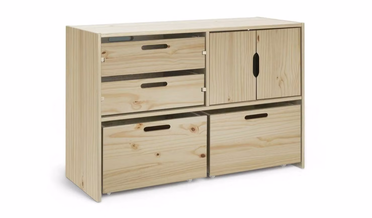 Kids Rico Double Storage Unit in Untreated Pine for Childrens Bedrooms