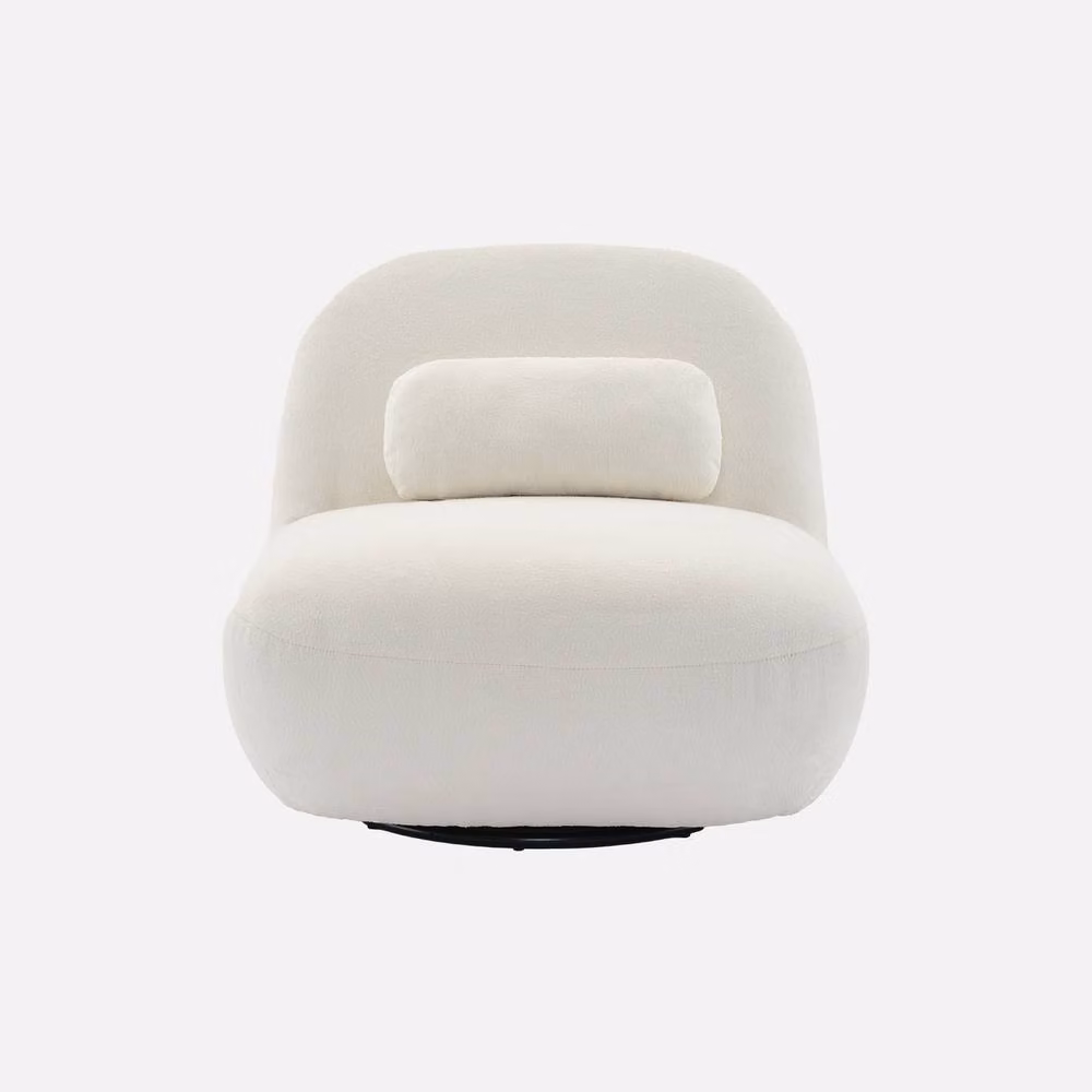 sweeek Textured Terry Swivel Armchair in Cream – 2