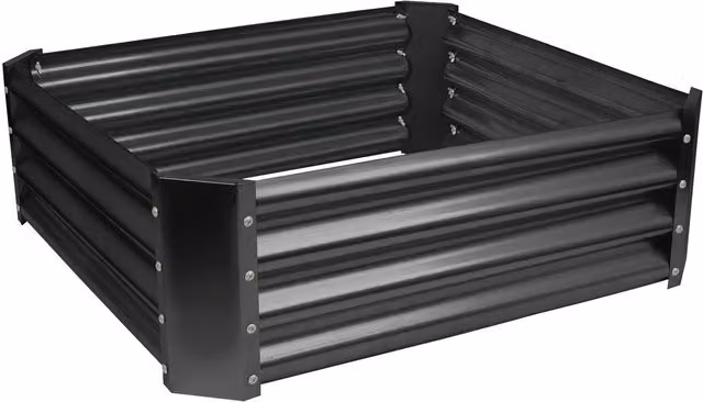 Harbour Housewares Black Galvanised Steel Raised Garden Bed, W/D/H: 90 x 90 x 30 cm – 1