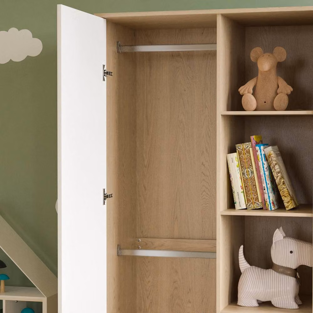 HD Designs Neptune 1 Door White Wardrobe with Internal Shelves and Hanging Rod for Childrens Bedrooms – 4