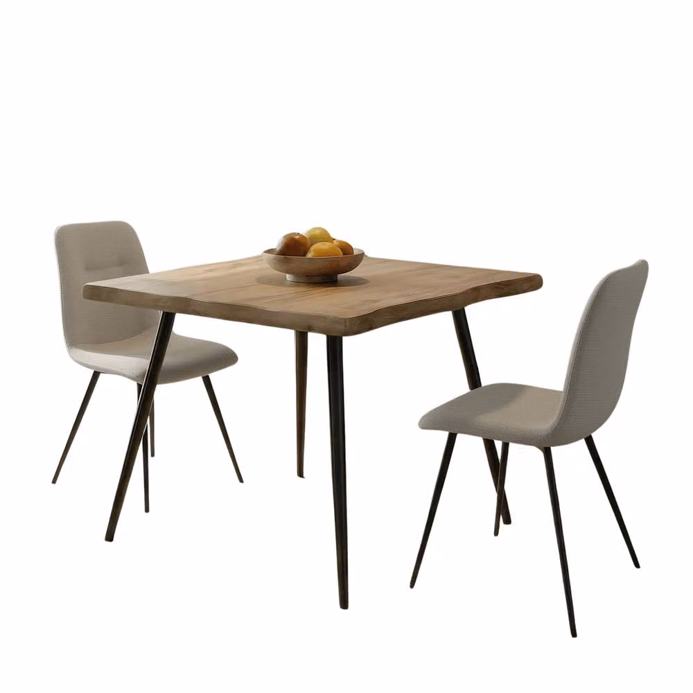 Home Source Avara Contemporary Dining Set with Square Table and Two Upholstered Chairs in White and Black, W/D/H: 80 x 80 x 75 cm – 2