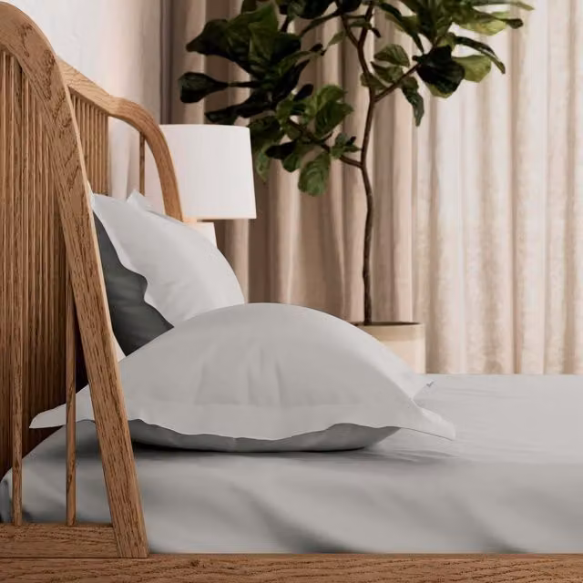 Bedeck 500 Thread Count Plain Dye Cotton Super Kingsize Fitted Sheet, Silver, W: 200 cm x L: 200 cm