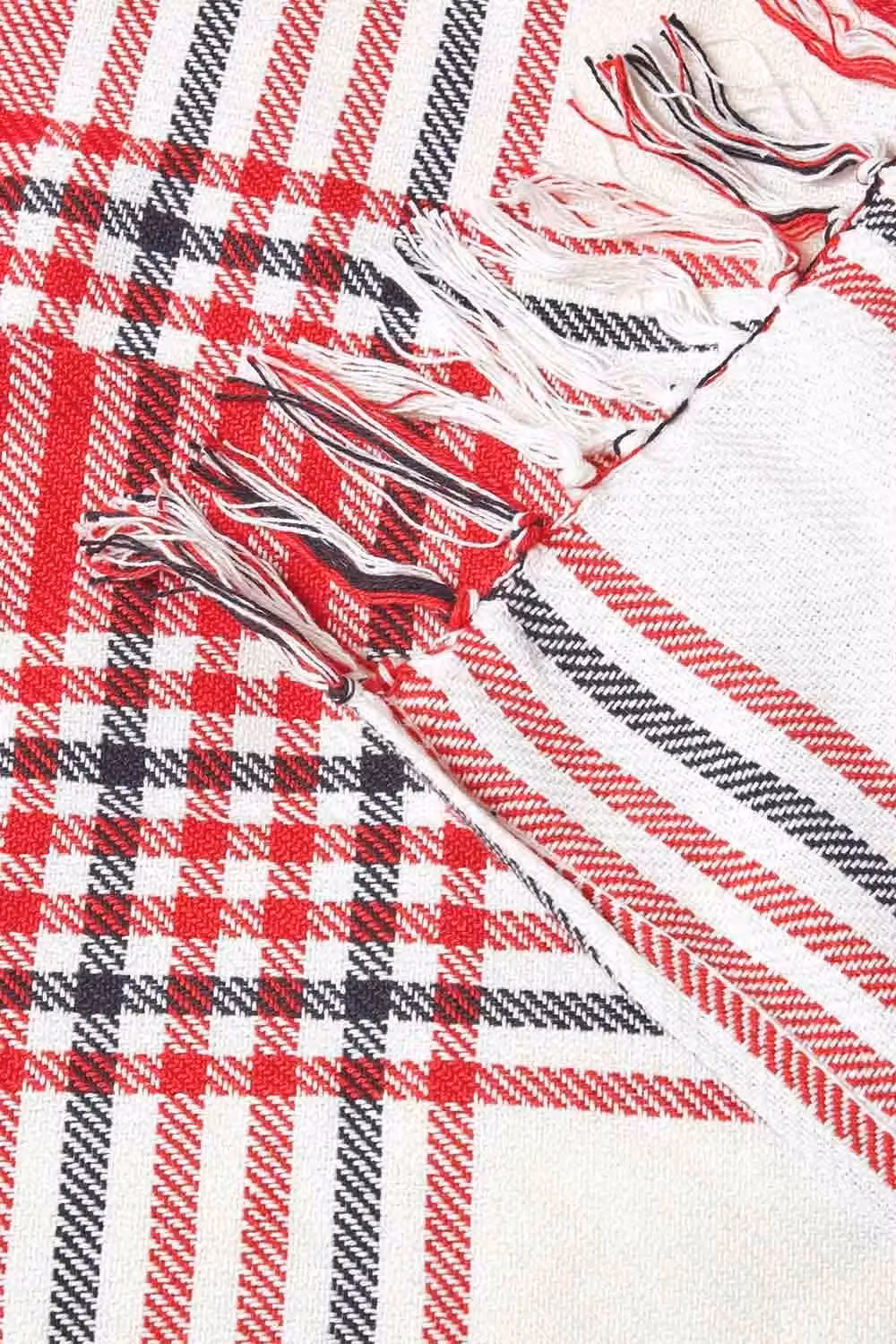 Homescapes Woven Cotton Checked Sofa and Bed Throw in Red and Grey, W/D/H: 225 x 255 cm – 3