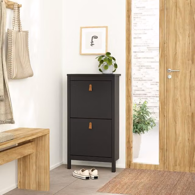 Furniture To Go Barcelona Modern Black Flip Door Shoe Cabinet