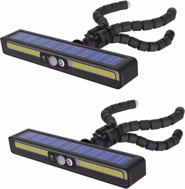 VOGREX 2-Pack Solar Powered PIR Motion Sensor Wall Lights in Black – 1