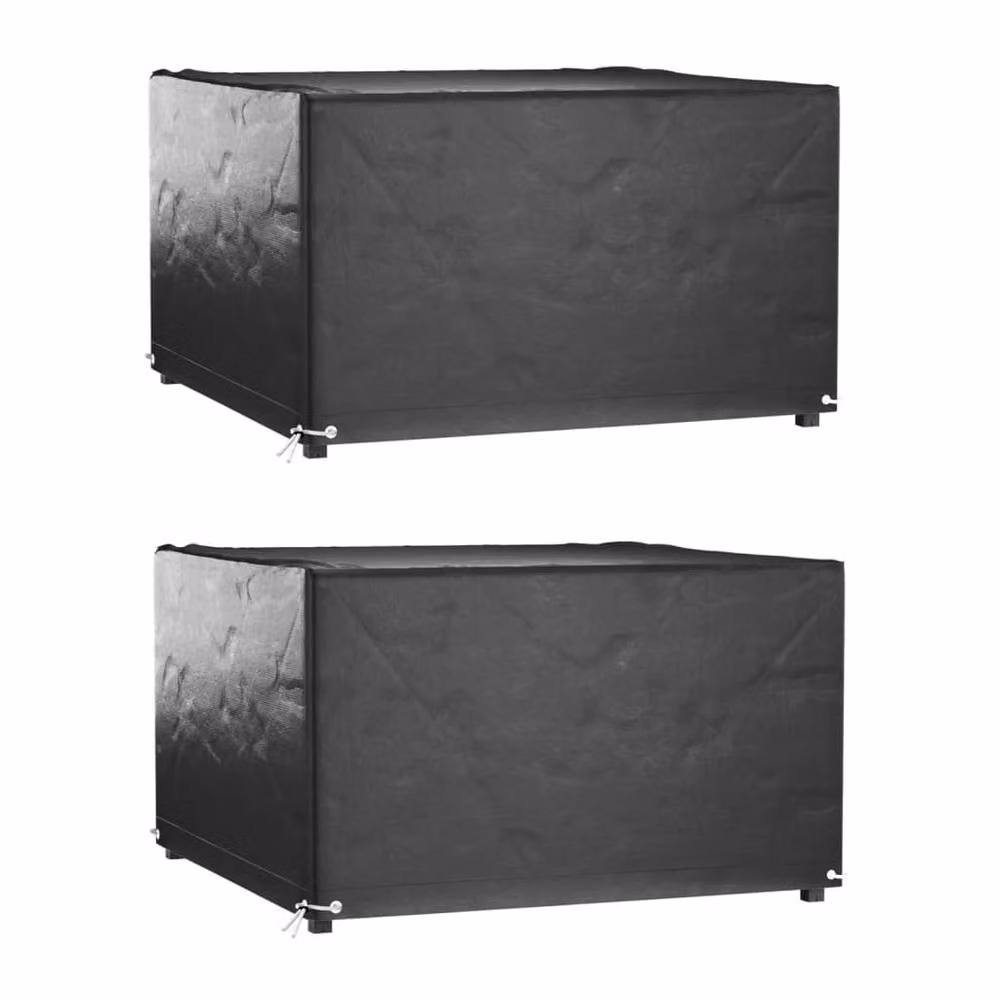Berkfield Home Durable Square Garden Furniture Covers, 2 Pack, Black, W/D/H: 132 x 132 x 80 cm – 2