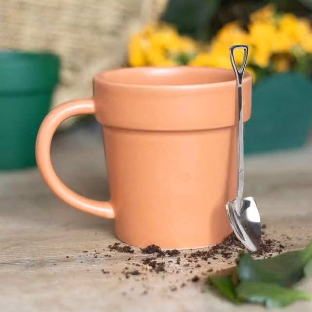 Uniqueful Orange Ceramic Plant Pot Mug and Shovel Spoon Set – 1