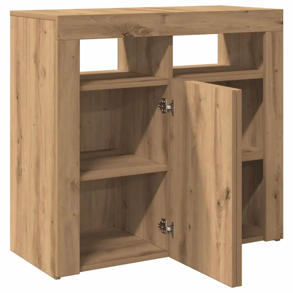 Berkfield Home Modern Artisan Oak Sideboard with Integrated LED Lights in Brown, W/D/H: 80 x 35 x 75 cm – 3