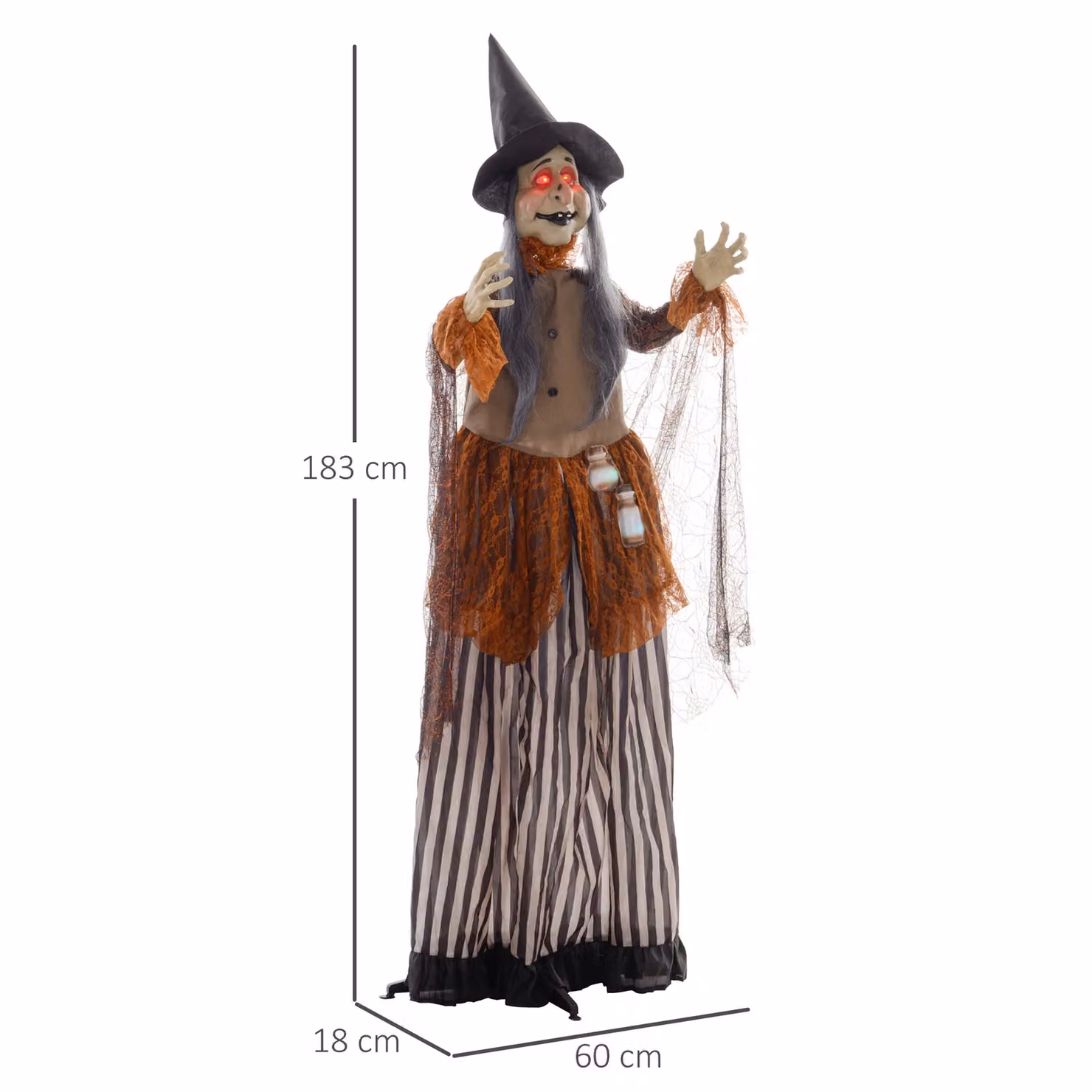 HOMCOM Multicolour Outdoor Halloween Animatronic with Sound Activated Light Up Eyes – 3