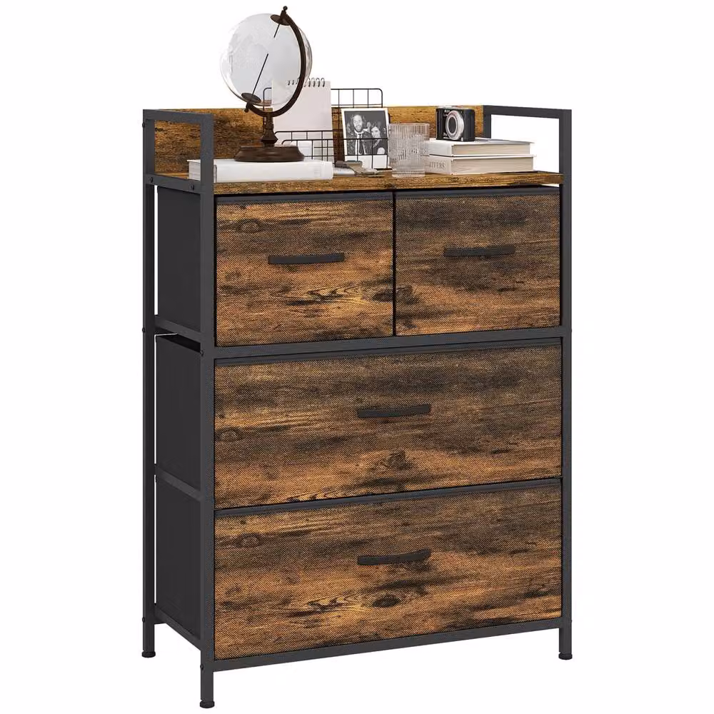 Wyld Haus Tolito 4 Drawer Storage Chest in Brown Fabric and Metal – 2