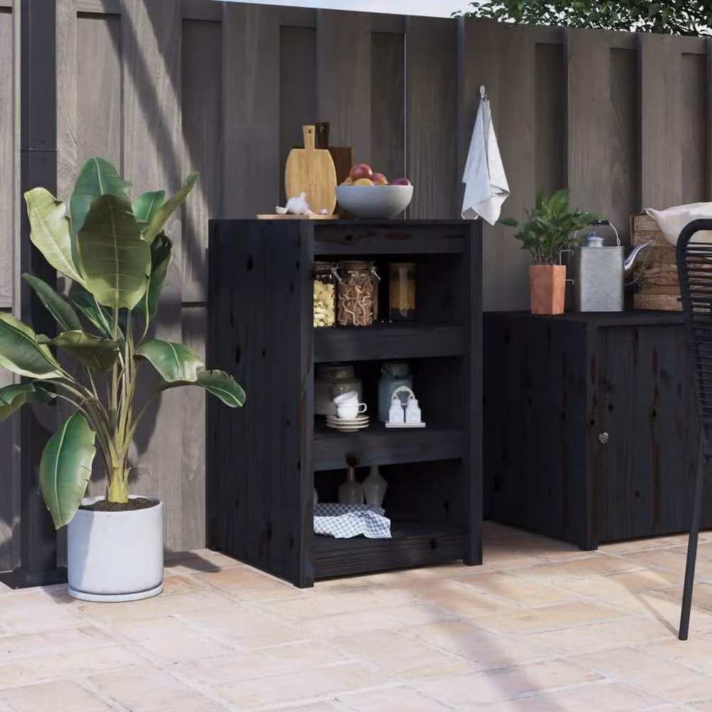 Berkfield Home Outdoor Kitchen Cabinet in Black Solid Pine Wood, W/D/H: 55 x 55 x 92 cm – 2