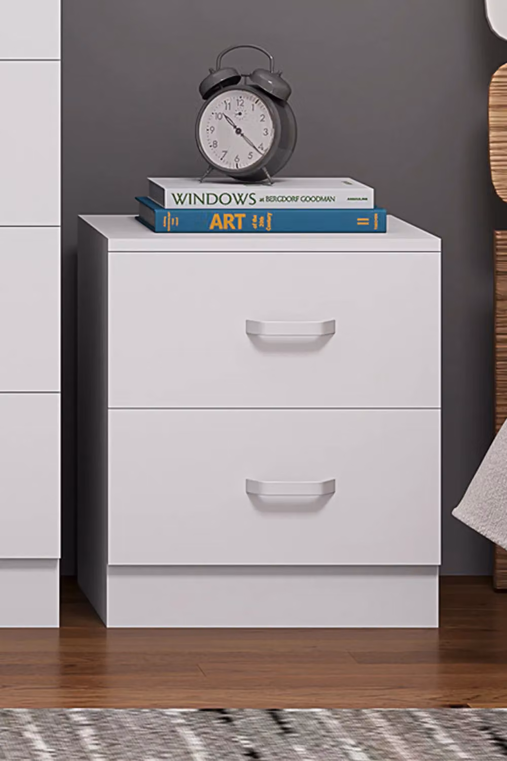 FWStyle Matt White 2 Drawer Bedside Table – 2