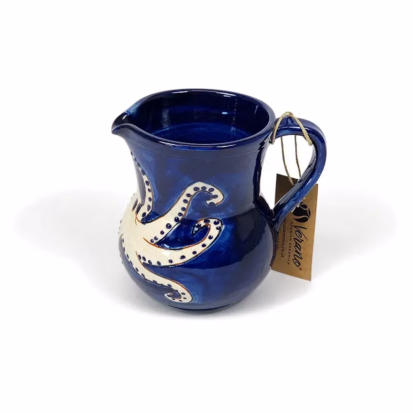 Verano Spanish Ceramics Signature Blue and White Octopus Hand Painted Ceramic Small Pourer Jug, 0.5 l – 2