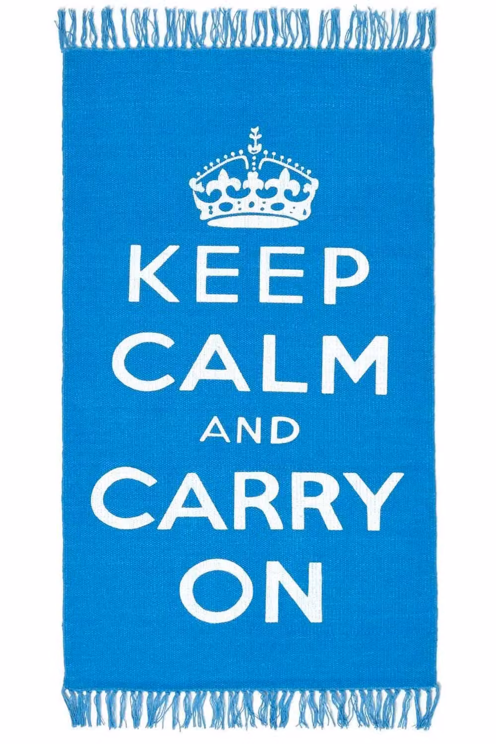 Homescapes Keep Calm and Carry On Handwoven 100% Cotton Area Rug, Blue and White, W: 60 cm, D: 100 cm – 2