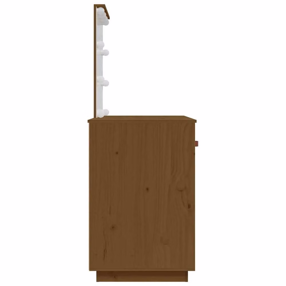 Berkfield Home Rustic Solid Wood Pine Dressing Table with LED in Honey Brown, W: 95 cm, D: 50 cm, H: 133.5 cm – 3