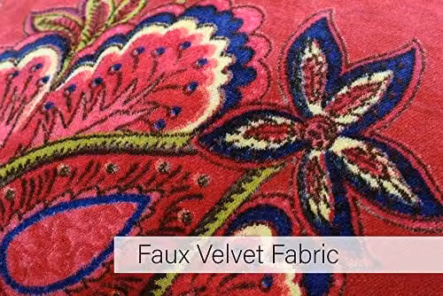 Riva Paoletti Malisa Square Paisley Print Cushion in Red and Blue with Pompom Edges, W/D/H: 50 x 50 x 50 cm – 3