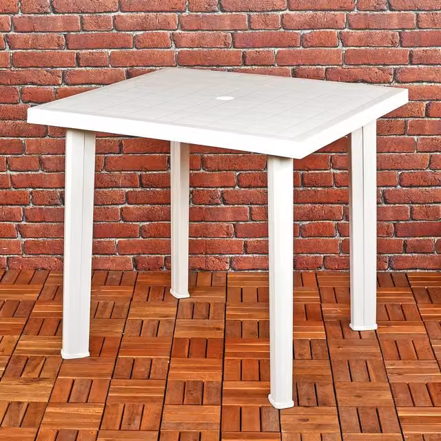 EONLION White Square Plastic Garden Table for Patio and Terrace