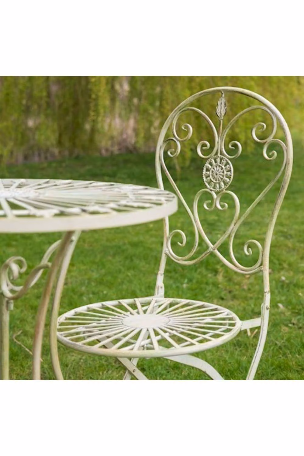 Ascalon Blaisdon 3 Piece Metal Bistro Set in Cream and Beige – 2