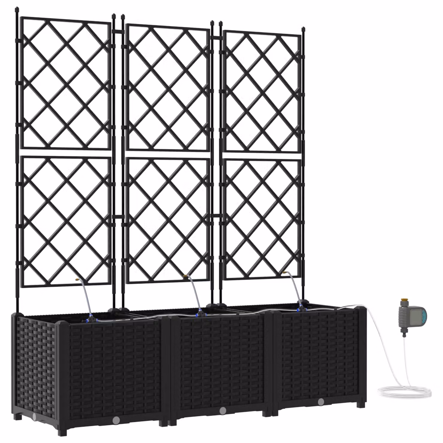 Berkfield Home Garden Planters with Water Irrigation System, 3 Piece Set, Black – 2