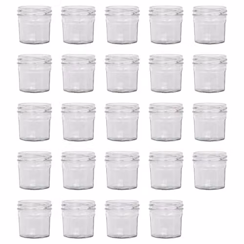 Argon Tableware Set of 24 Glass Jam Jars with Gold Screw Tops, 90ml, Transparent and Gold
