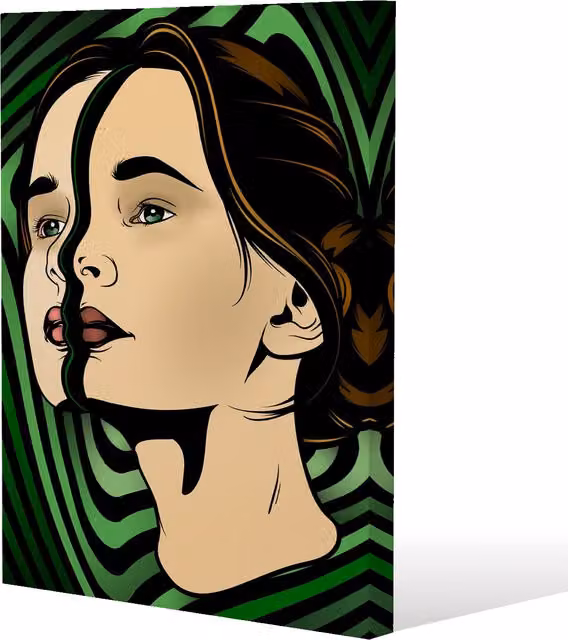 Benjamin Tate Design LTD Abstract Portrait of a Woman Canvas Print, Green, W: 51 cm, H: 77 cm
