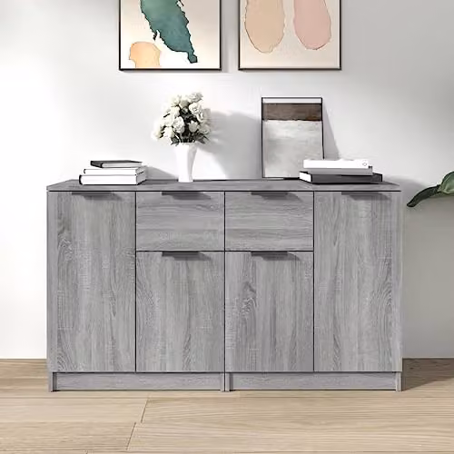 vidaXL Set of 2 Grey Sonoma Sideboards in Engineered Wood, W/D/H: 60 x 30 x 70 cm – 2