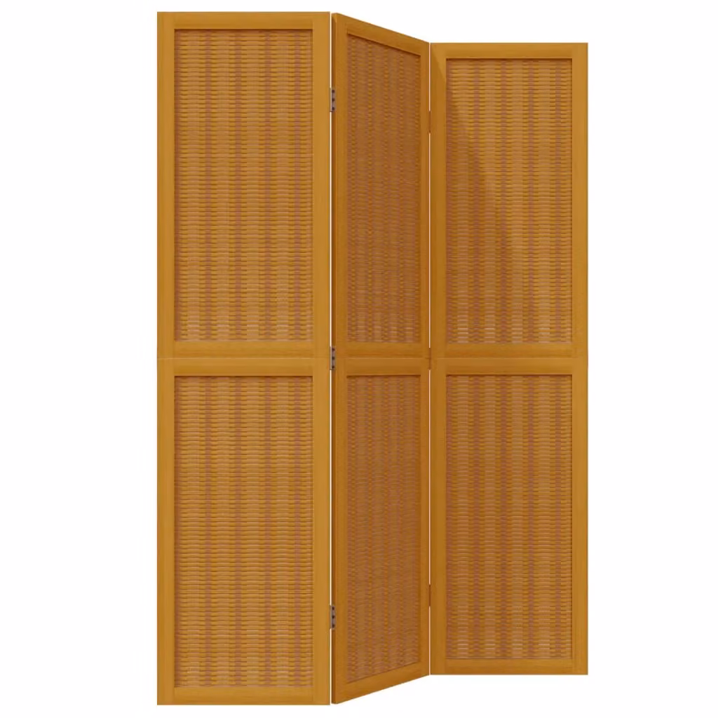 Berkfield Home 3-Panel Room Divider in Brown Solid Paulownia Wood – 2