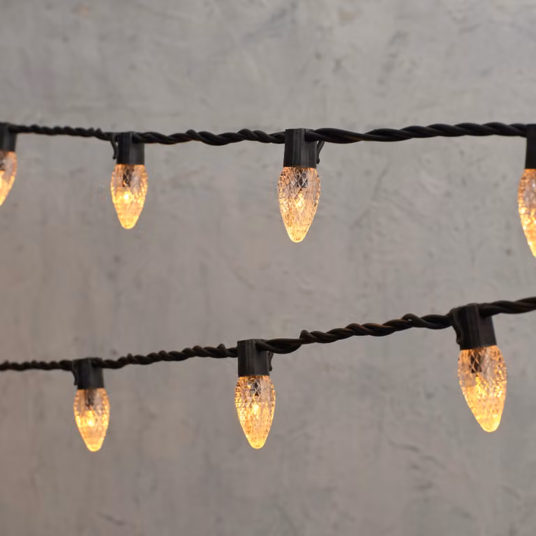 Plus Connect Traditional Warm White LED C9 Fairy Lights with Black Cable