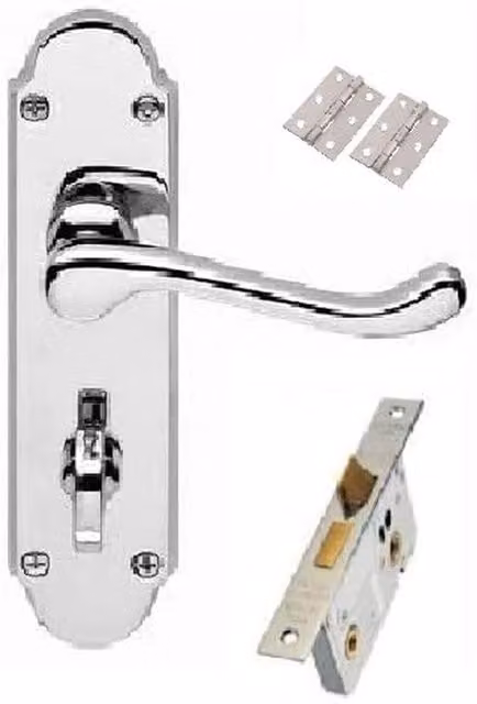Golden Grace Chrome Bathroom Door Handle