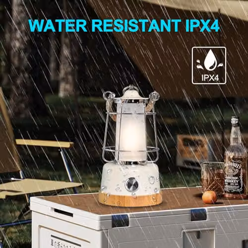 Harper Living Rechargeable Retro LED Camping Lantern in White, Dimmable and RGB Colour Changing, 370 Lumen, Water Resistant – 3