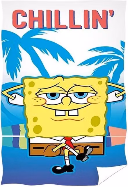 SpongeBob SquarePants Chillin Towel, Multicolour, W/D/H: 140 x 70 x 0.1 cm