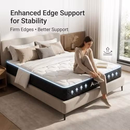 Alivio 7-Zone Orthopaedic Support Microfibre Knitted Mattress, Medium Firm, White and Black, W/D/H: 180 x 200 x 25 cm – 8