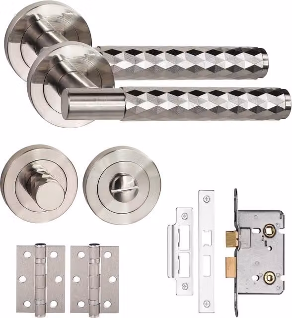 Golden Grace Nickel Plated Silver Door Handle Set