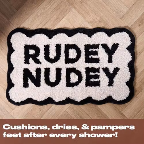 OHS Rudey Nudey Non-Slip Soft Shaggy Bath Mat, White, W/D/H: 75 x 45 x 1 cm – 6