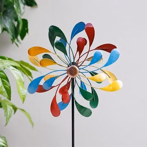 Primrose Metal Droplet Multicoloured Kinetic Wind Spinner, Height: 38 cm – 1