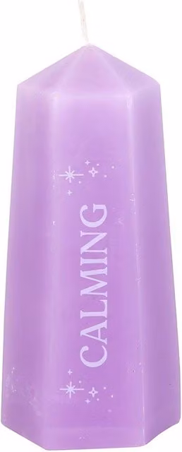 Something Different Lavender Calming Crystal Pillar Candle in Purple, H: 15.5 cm x W: 7.5 cm x D: 7.0 cm