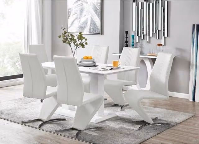 FurnitureboxUK Imperia White High Gloss Rectangular Dining Table and 6 Willow Chairs Set