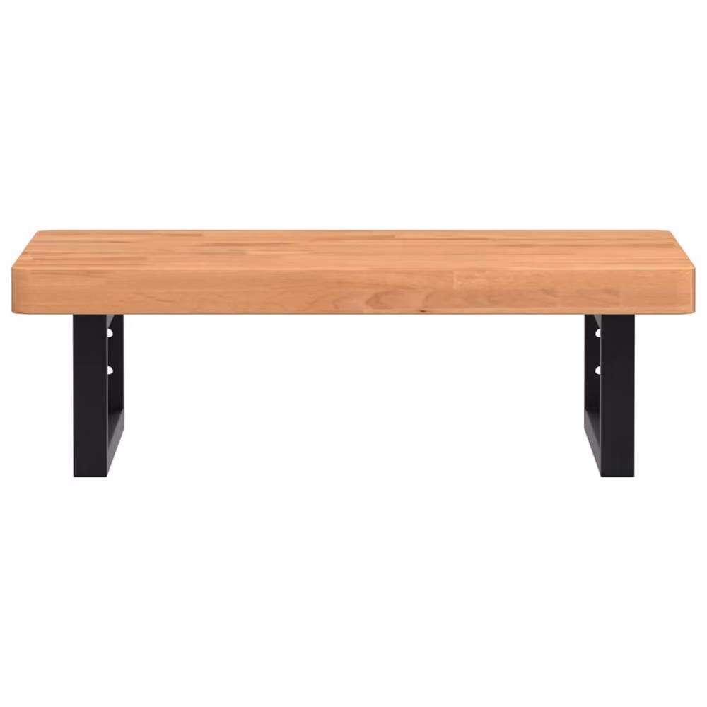 Berkfield Home Wall Mounted Basin Shelf in Brown Steel and Solid Beech Wood – 2