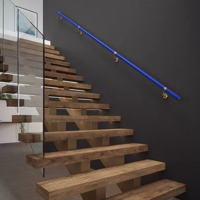 Rothley Deep Blue Premium Easy Install Indoor Modern Round Stair Handrail Kit, Length: 120 cm