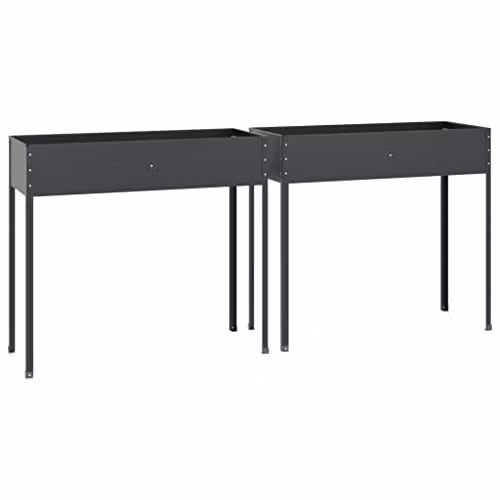 vidaXL Set of 2 Anthracite Galvanised Steel Garden Planters