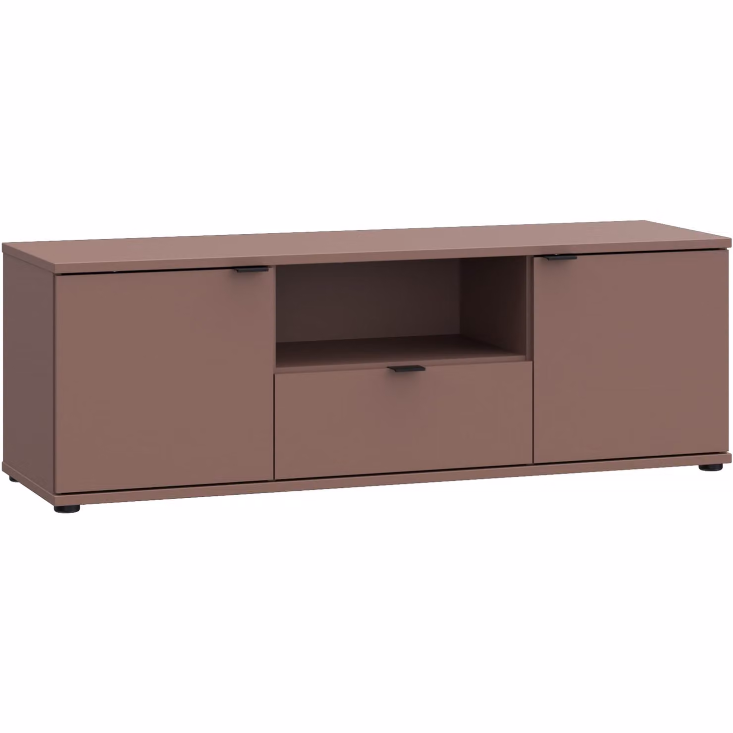 Furniture To Go Ganymede Wide Modern TV Unit with Open Shelf, Drawer and 2 Doors in Orange and Grey – 2