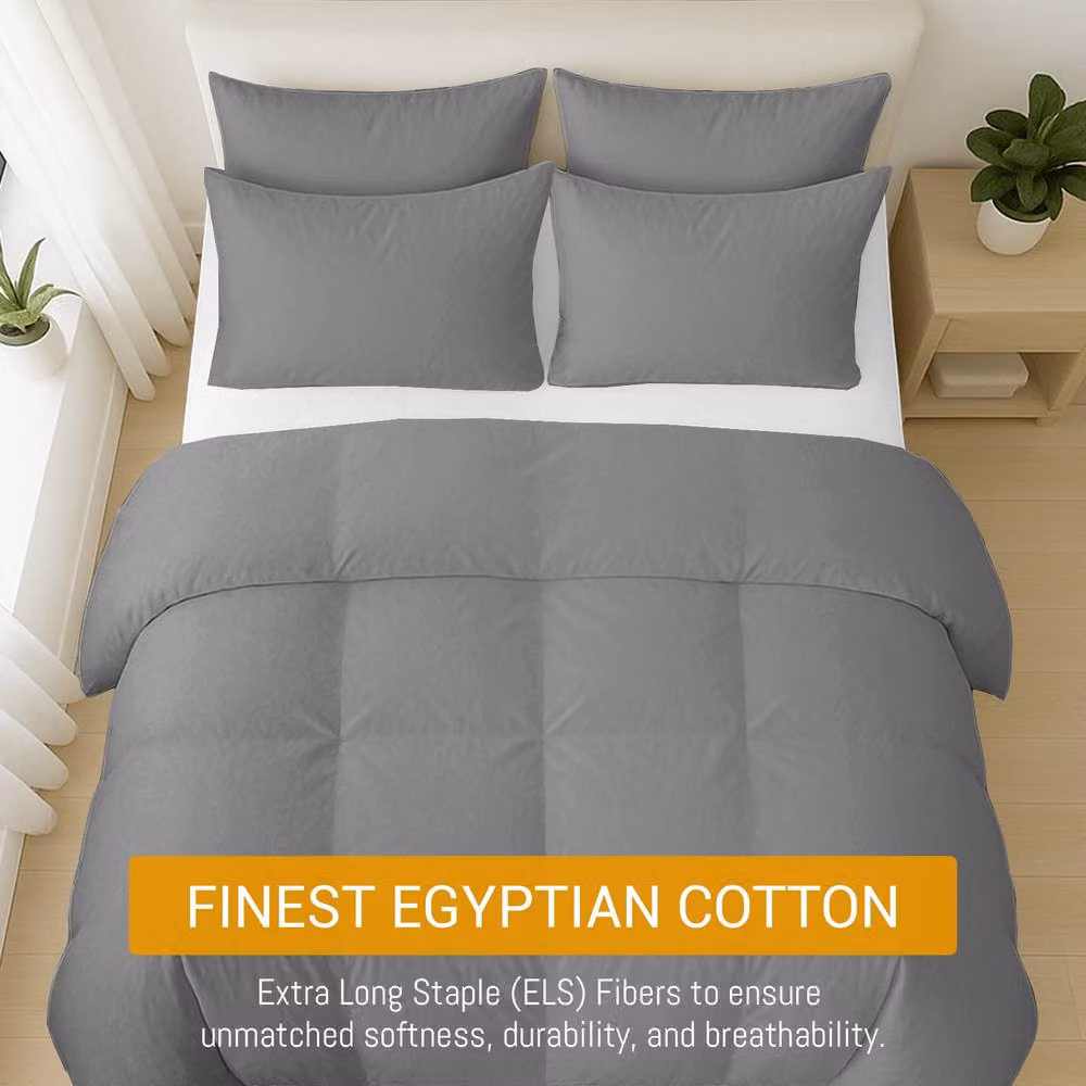Pamposh 4 Piece Egyptian Cotton Double Duvet Set with Matching Fitted Sheet in Grey – 2