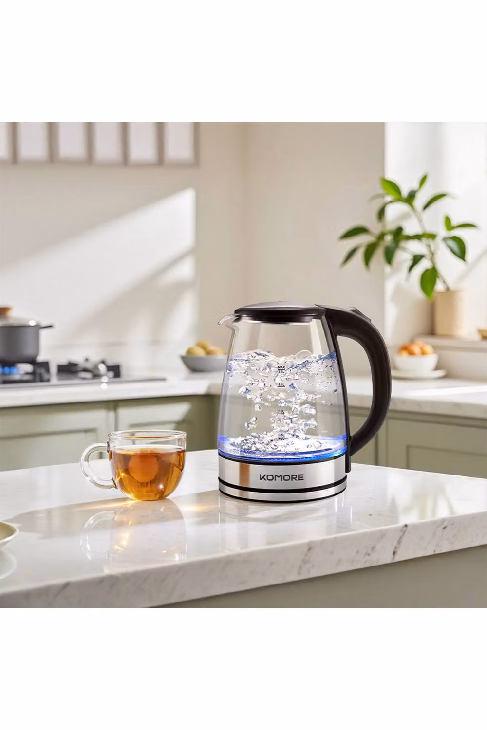 Living and Home 1.8L Glass Electric Kettle with Auto Shut-Off in Transparent – 2