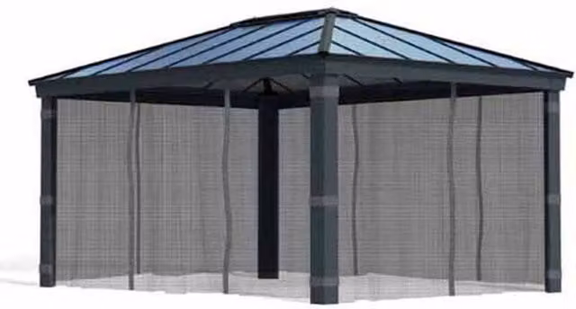 Palram Grey Polyester Net Curtain Set for Dallas 12 x 16 Gazebo, Width: 440 cm
