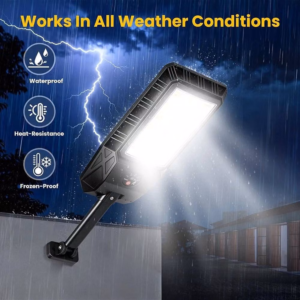 FLAVORA Commercial Outdoor Solar LED Street Light with Motion Sensor in Black – 4