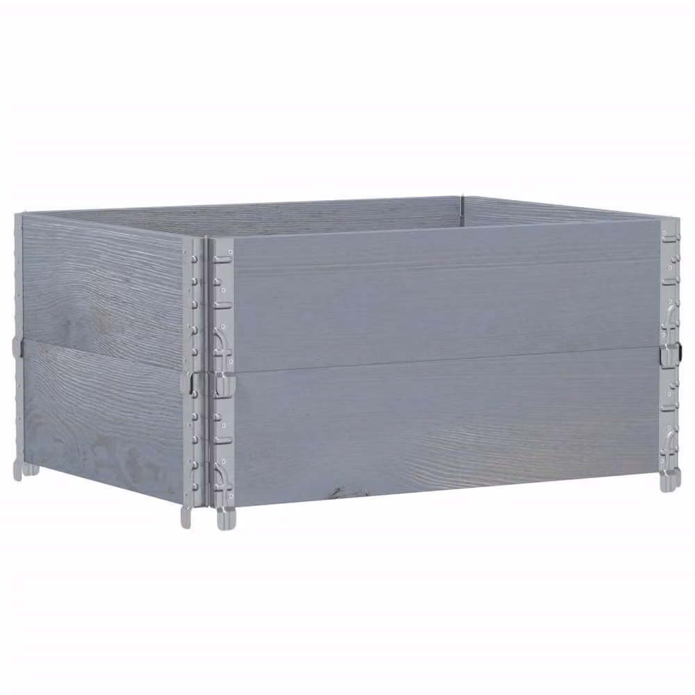 Berkfield Grey Wooden Raised Bed Planter with Galvanised Steel W: 80 cm, D: 60 cm, H: 41 cm – 2