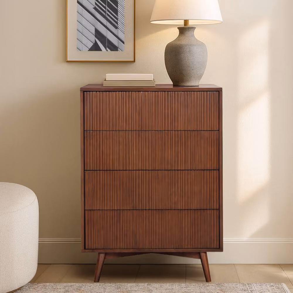 Teamson Home Tremolo 4 Drawer Chest of Drawers in Walnut Brown, H 106.1 x W 51.1 x D 45.7 cm – 3