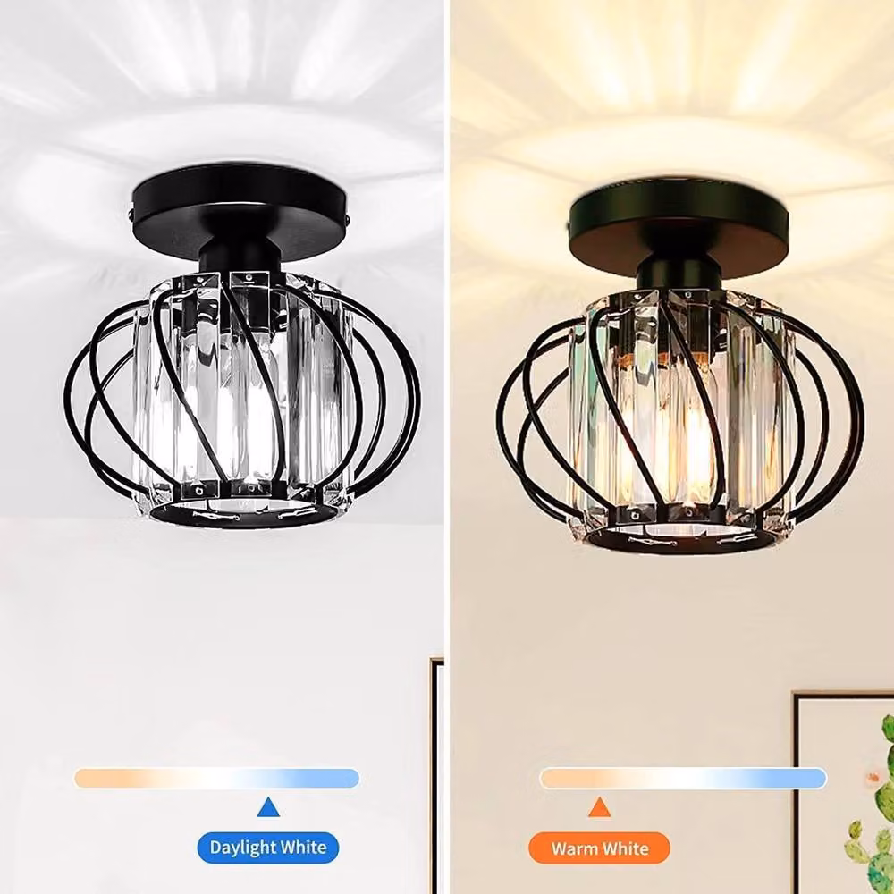 NESTLUNE Modern LED Ceiling Light Chandelier in Black with Crystal and Metal Details – 2